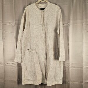 OSKA Womens Beige Embroidered Long 100% Linen Jacket 1 6 8 Small Medium